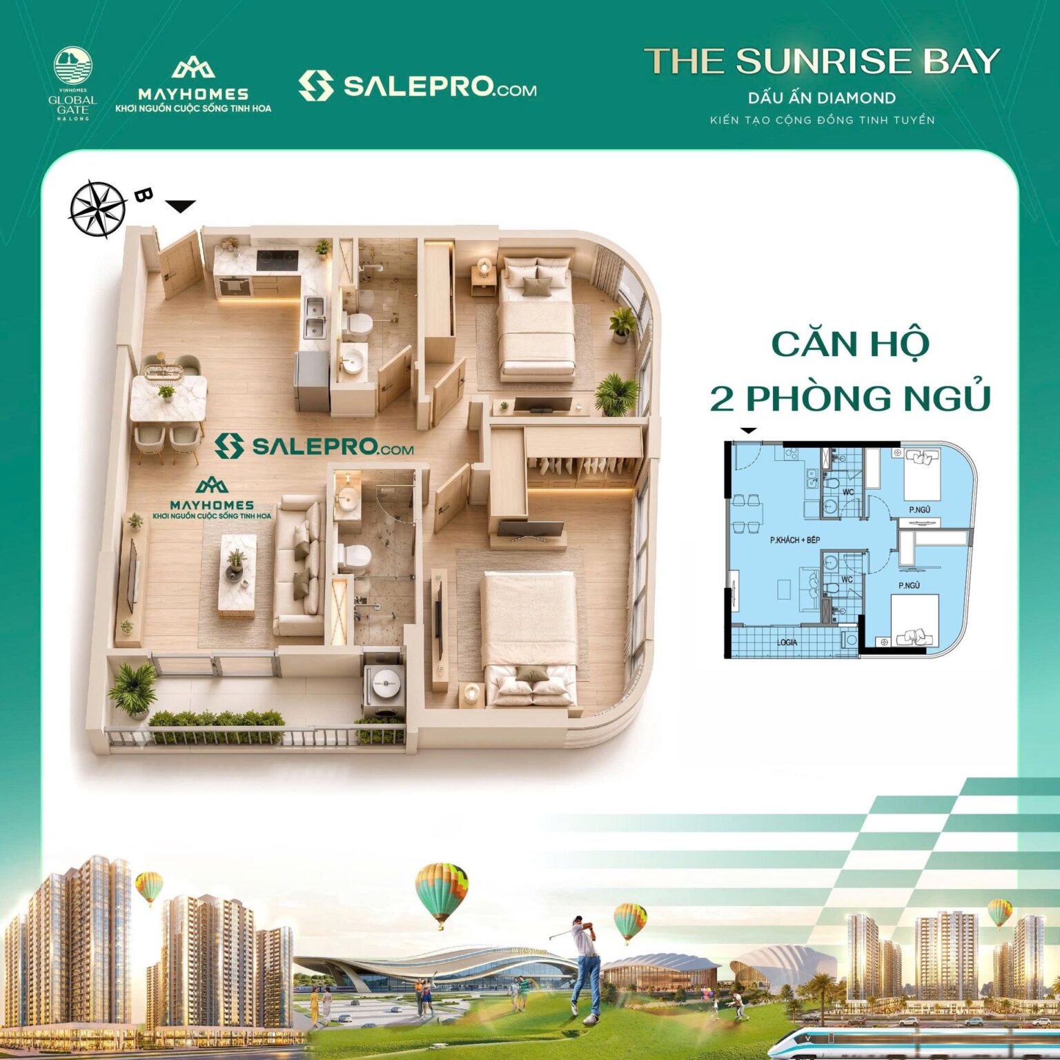 Mặt bằng căn hộ The Sunrise Bay trong hành lang kinh tế miền Bắc