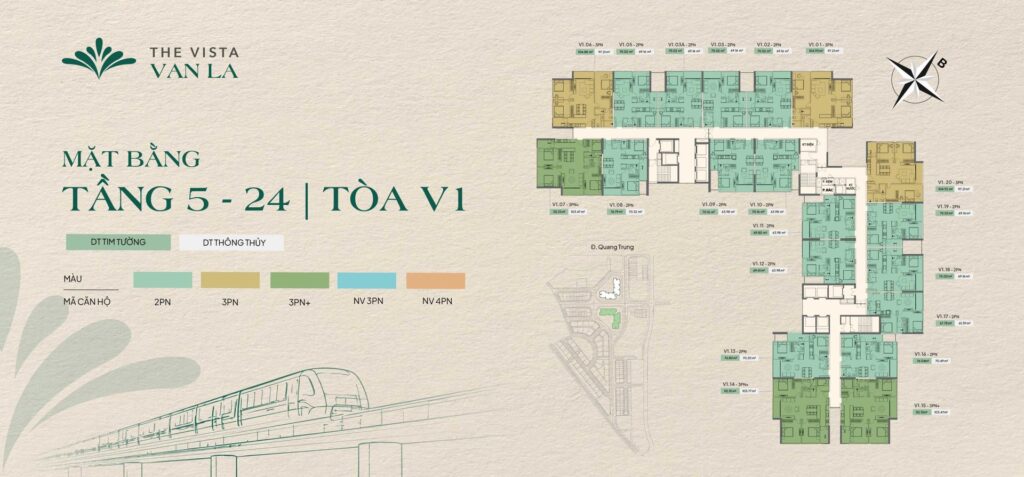 Mặt bằng điển hình tòa V1 The Vista Văn La