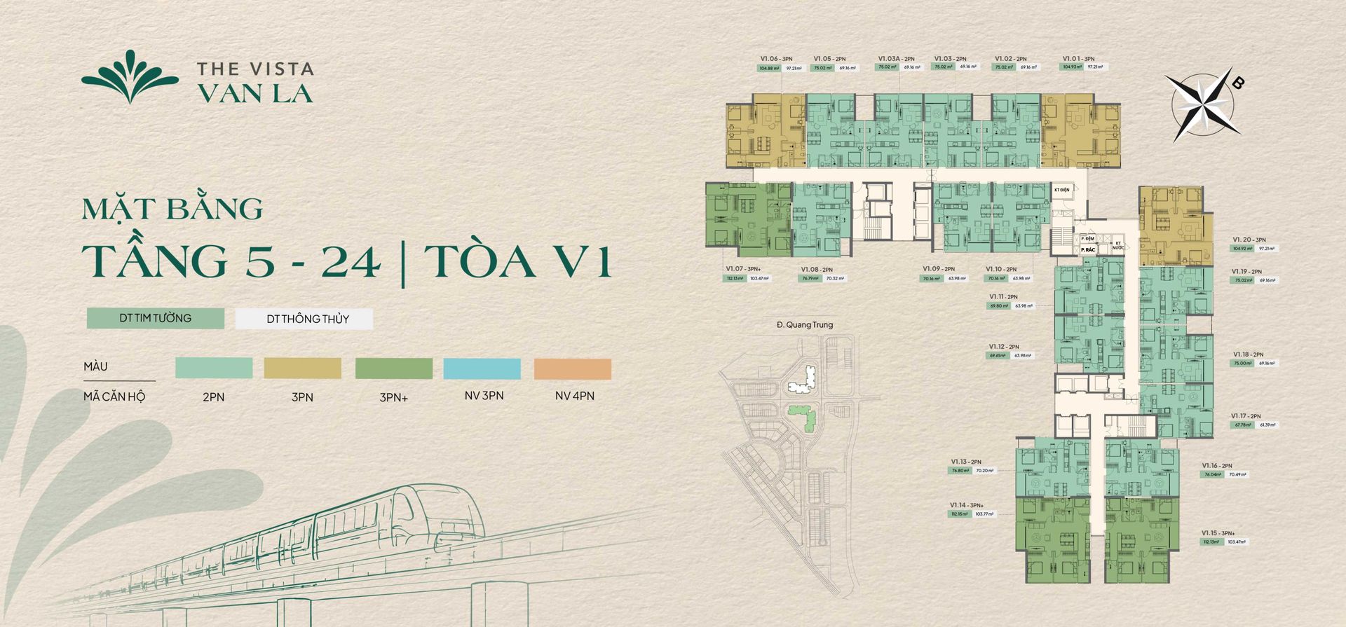 Mặt bằng điển hình tòa V1 The Vista Văn La
