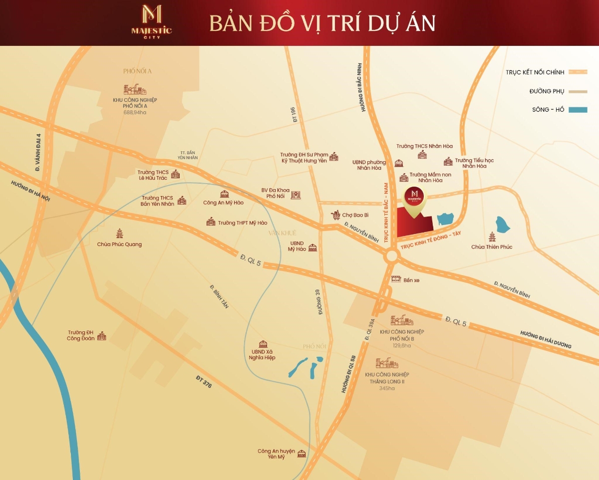 Phối cảnh vị trí Majestic City Mỹ Hào Hưng Yên
