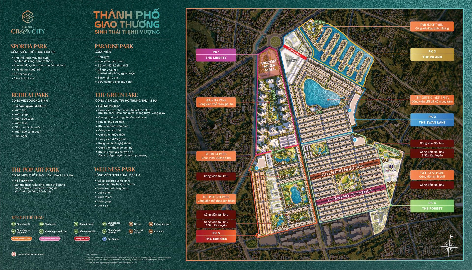 Mặt bằng tiện ích Vinhomes Green City
