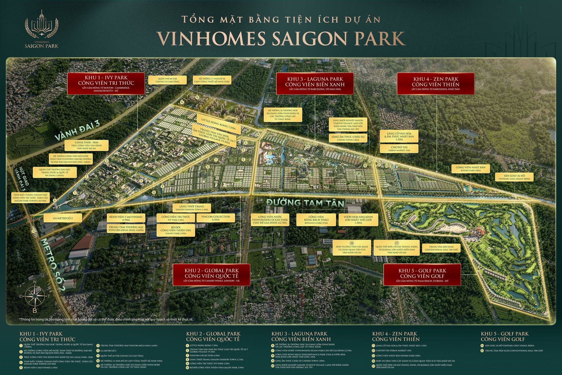 Mặt bằng tiện ích Vinhomes Sài Gòn Park