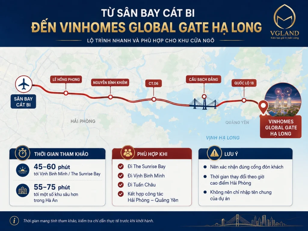 Từ sân bay Cát Bi đến Vinhomes Global Gate Hạ Long