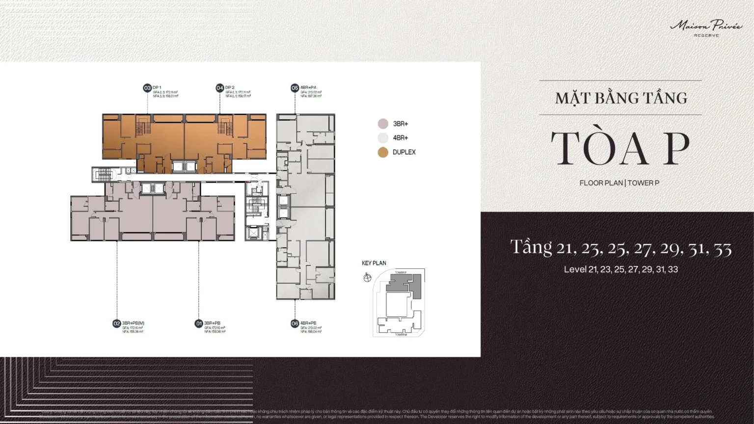 Mặt bằng tầng lẻ 21–33 Maison Privée Reserve