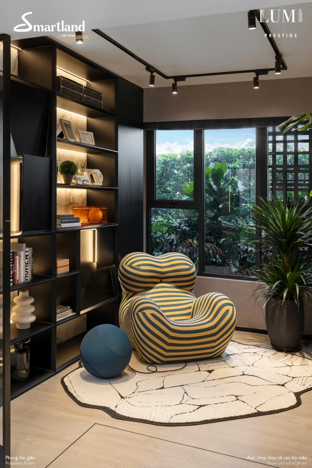 Phòng thư giãn trong căn hộ mẫu Lumi Prestige