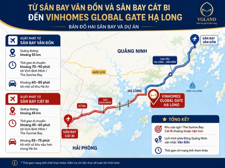Sân bay Vân Đồn và Cát Bi đến Vinhomes Global Gate Hạ Long