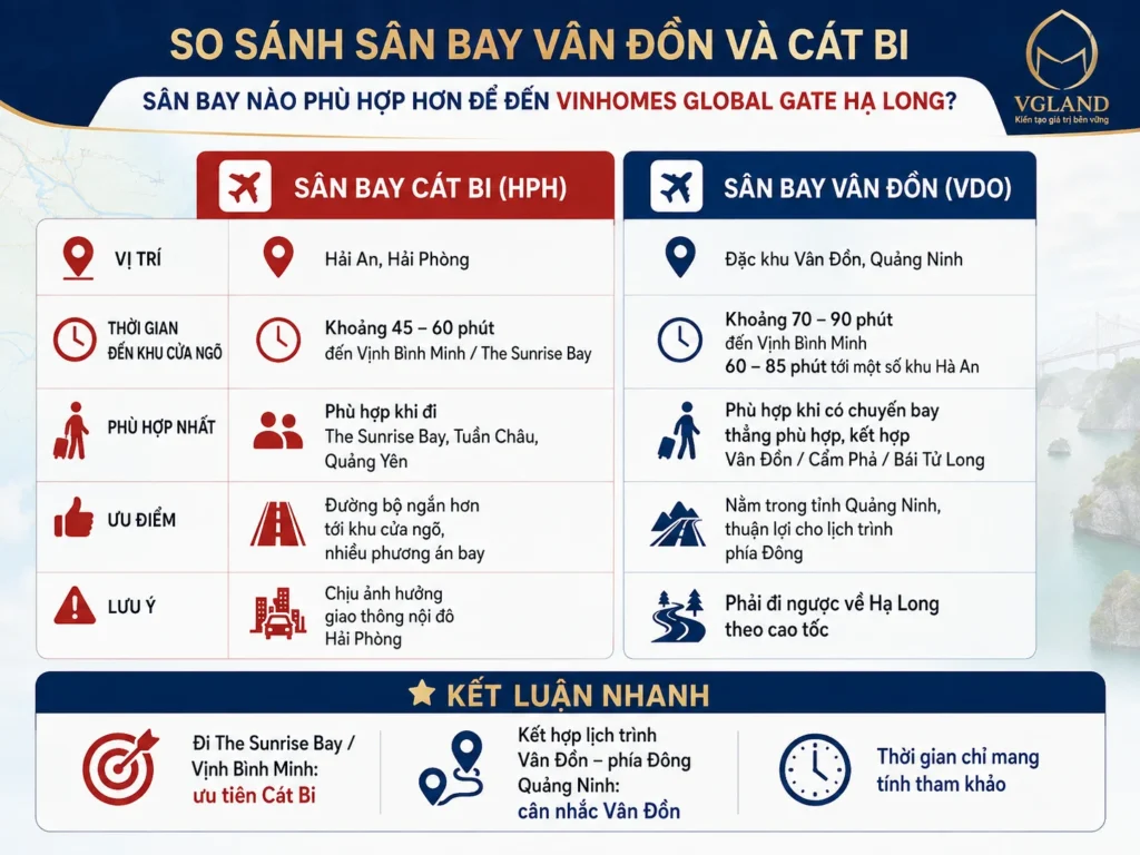 So sánh sân bay Vân Đồn và Cát Bi