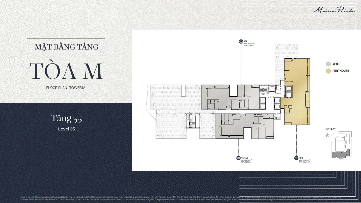 Mặt bằng tầng 35 và Penthouse tòa M Maison Privée