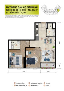 Mặt bằng căn hộ 2 phòng ngủ Sun Glory Residence