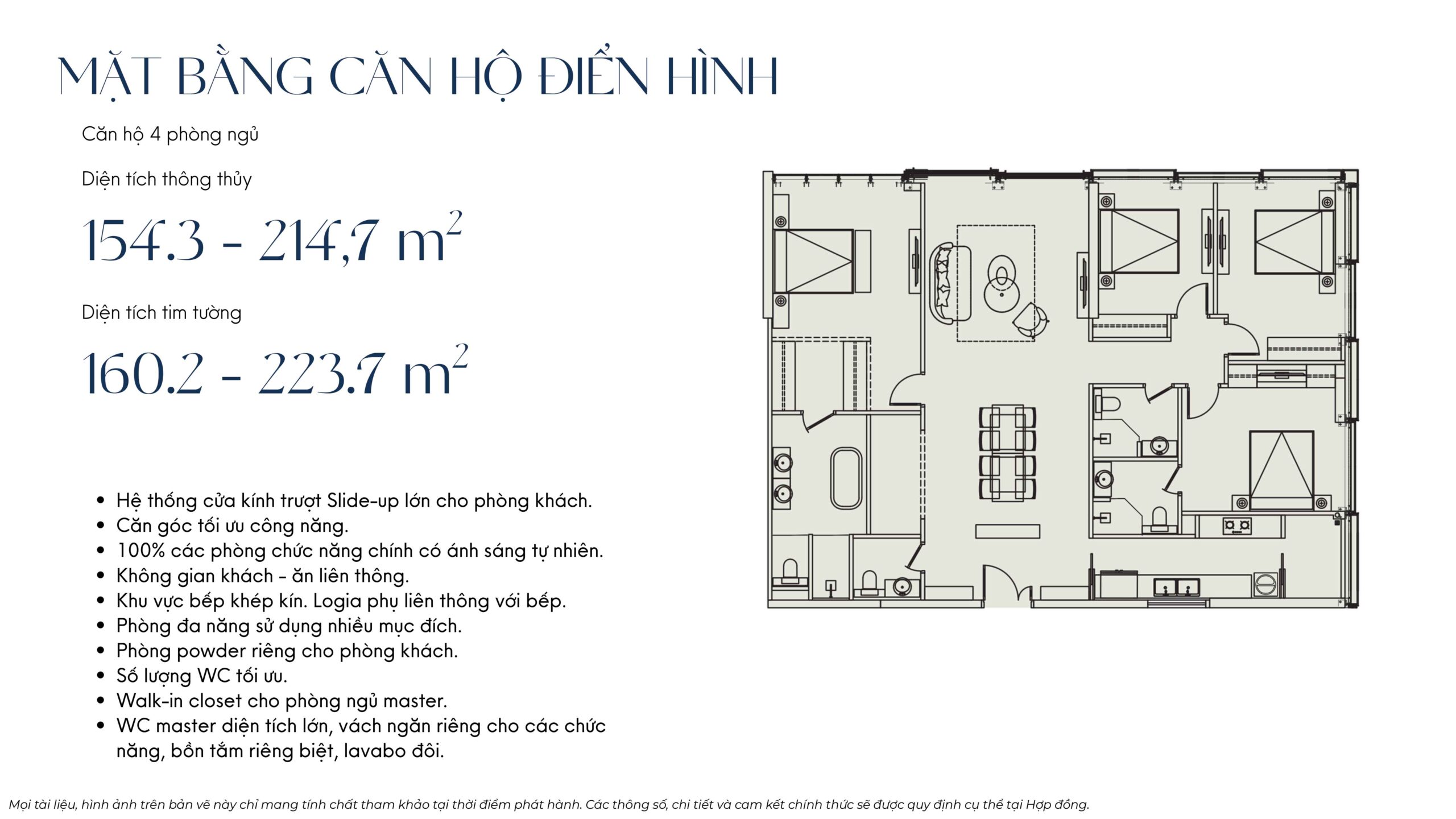 Mặt bằng căn hộ 4 phòng ngủ D’. Diamant Bleu