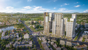 Phối cảnh tổng thể Sun Glory Residence Nghệ An từ đại lộ V.I. Lê Nin