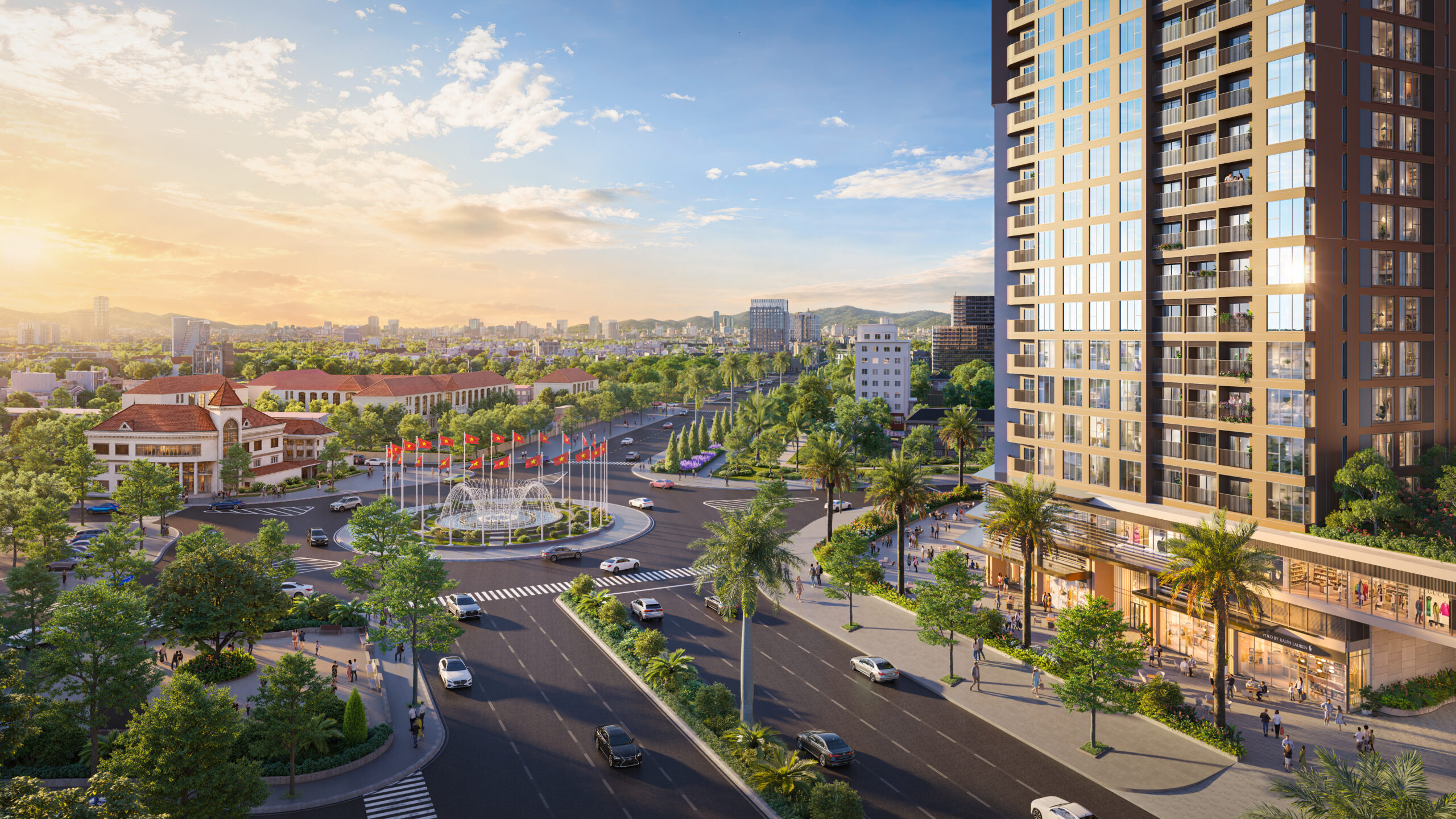 Phối cảnh trung tâm thương mại Sun Glory Residence tại đại lộ Lê Nin